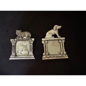 2 VTG Mini Pet Frames Cat and Dog Set IGodinger Glass Frames Tabletop